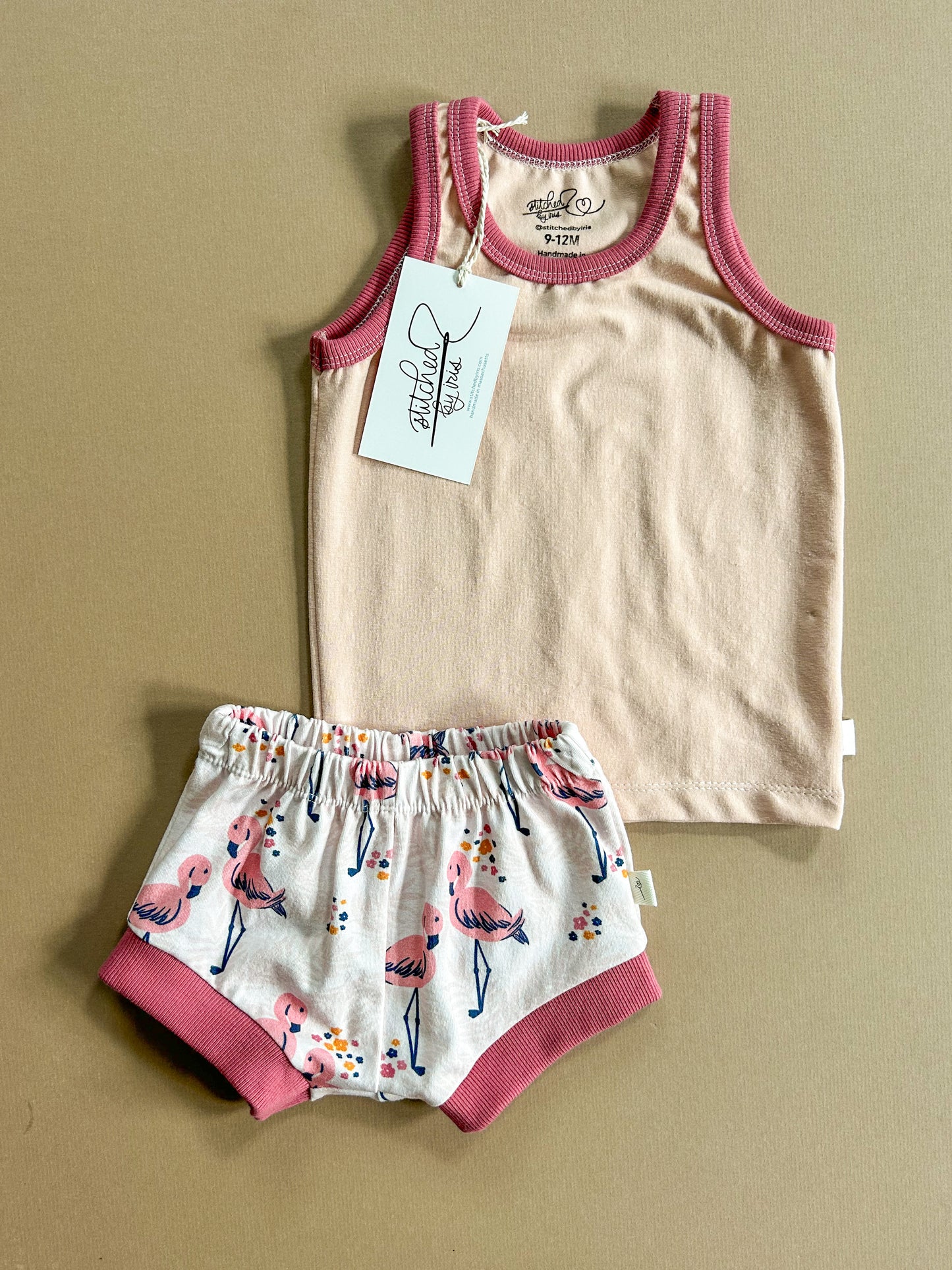 9-12M Tank & Shorties Set (flamingo)