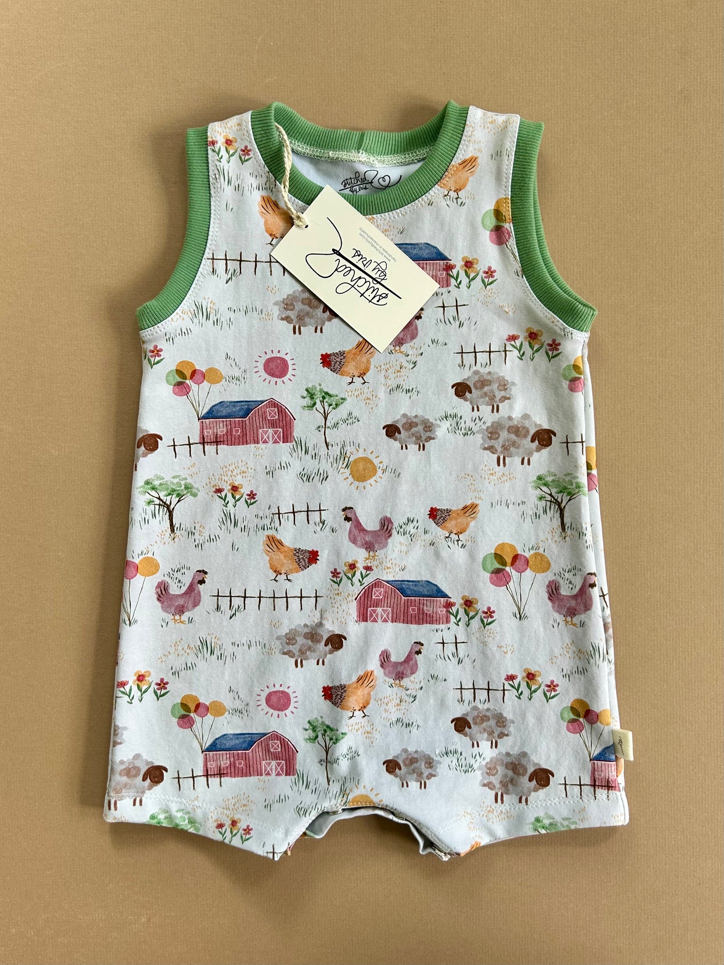 12-18M Tank Romper (farm)