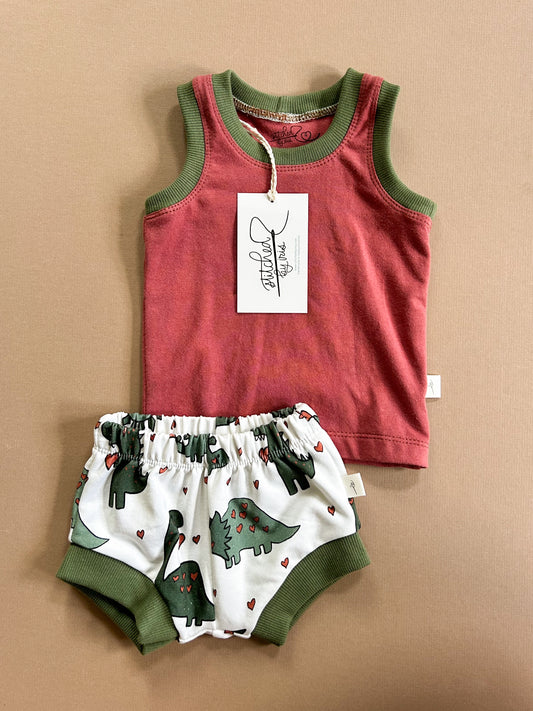 0-3M Tank & Shorties Set (dino hearts)