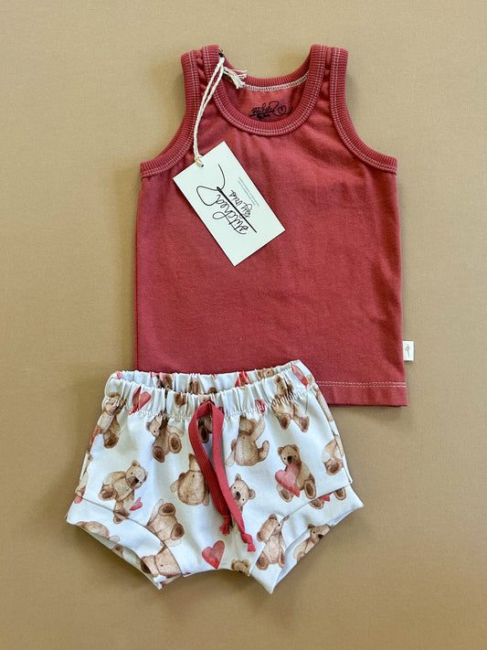 3-6M Tank & Shorties Set (teddy bear)