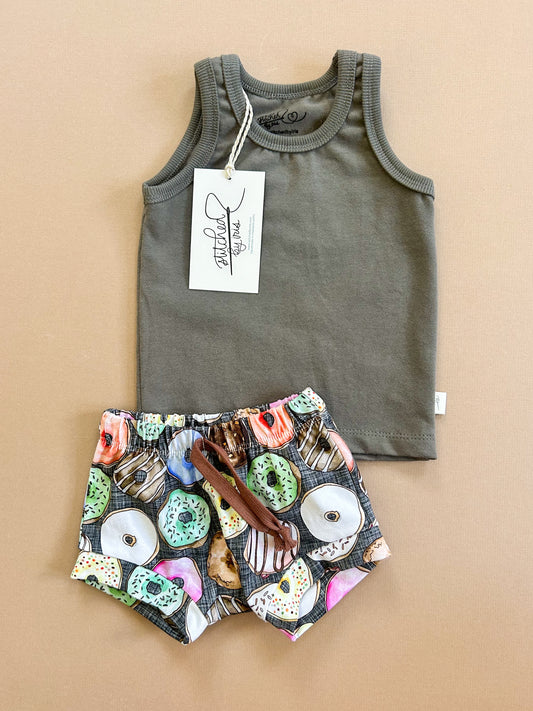 3-6M Tank & Shorties Set (donuts)