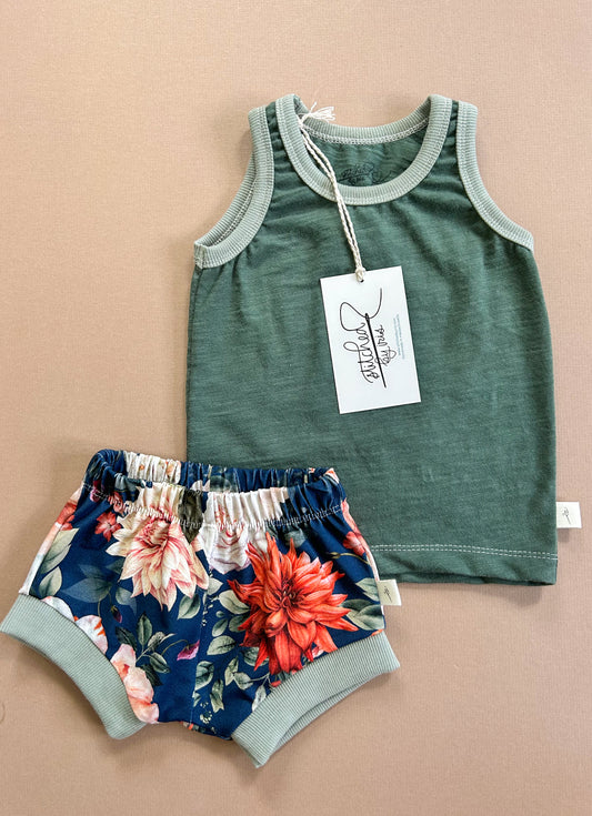 6-9M Tank & Shorties Set (blue floral)