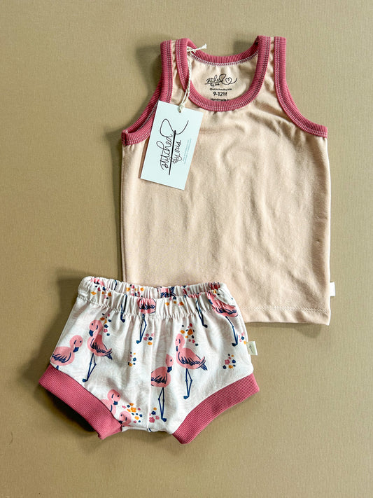 9-12M Tank & Shorties Set (flamingo)