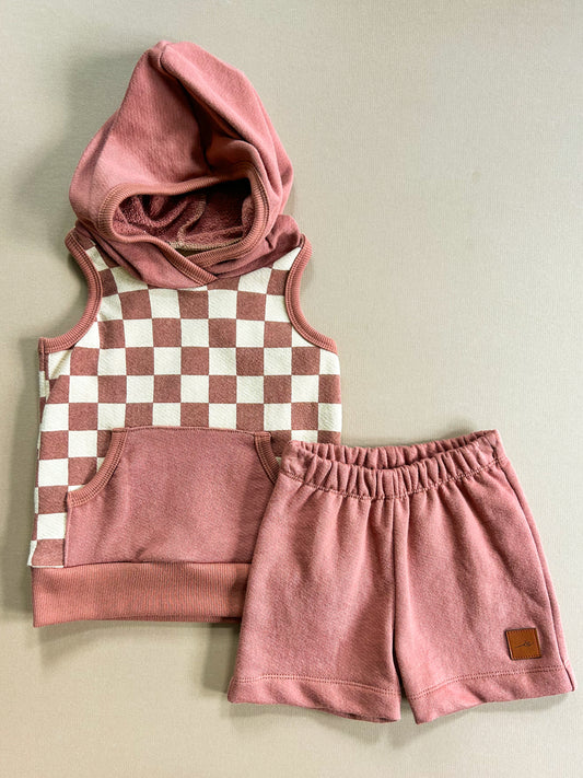 12-18M Tank Hoodie & Shorts Set (checker)