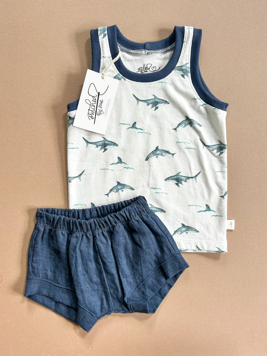 12-18M Tank & Shorties Set (shark)